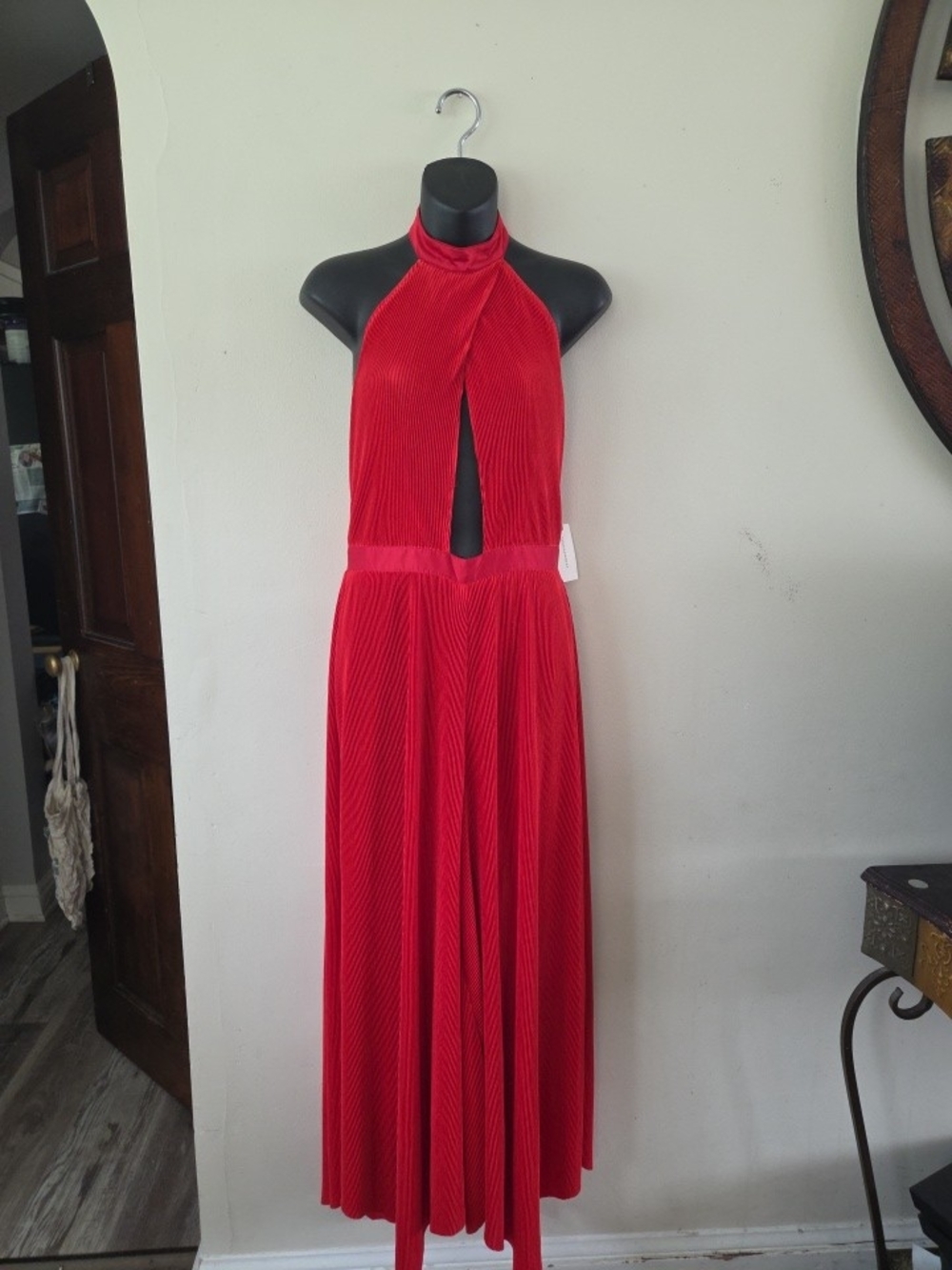 Anthropologie Crimson Halter Pleated Jump Suit NWT Wide Legs Size6
